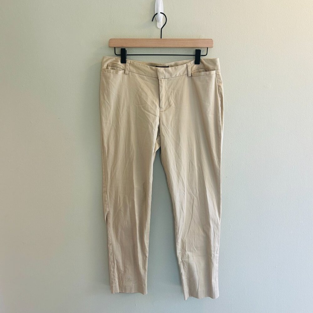Dressbarn Roz & Ali The Smart Fit Pants Womens Size 8 Khaki Ankle Chino - Picture 10 of 10